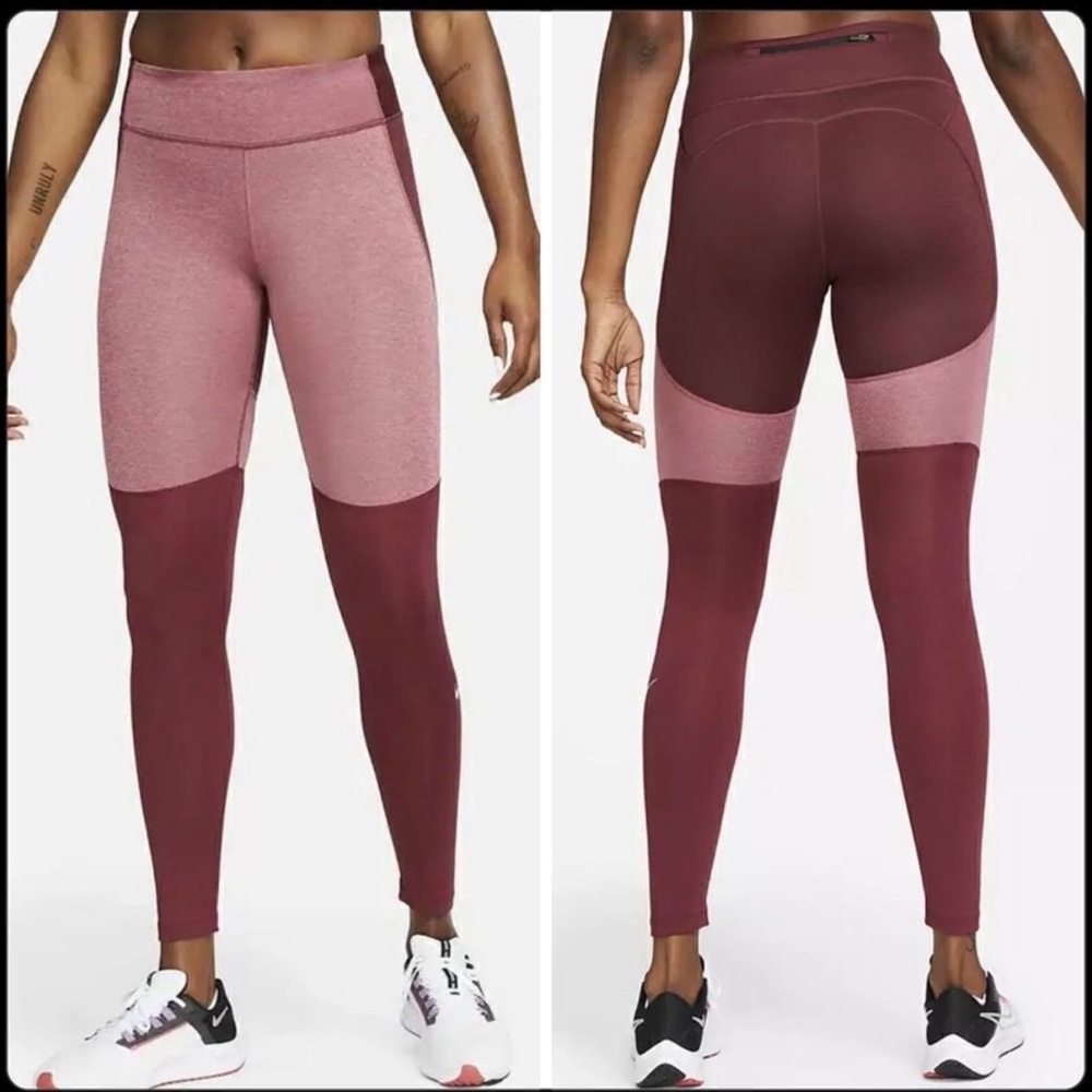 Nike Fast Dri Fit Mid-Rise Pocket Running Leggings Berry Pink Medium